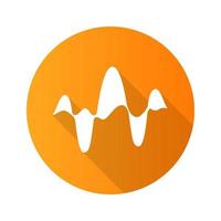 Overlapping curves, waves orange flat design long shadow glyph icon. Vibration, noise amplitude level. Music, stereo frequency. Audio, digital soundwaves. DJ soundtrack. Vector silhouette illustration