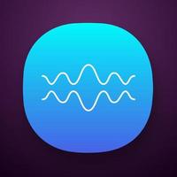 Fluid wave app icon. Flowing wavy lines. Music rhythm, soundwave. Equalizer, sound volume level abstract curve. UI UX user interface. Web or mobile application. Vector isolated illustration