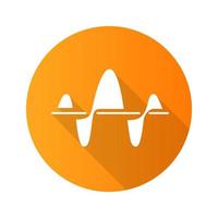 Soundwave orange flat design long shadow glyph icon. Function and axis. Music rhythm frequency. Digital sound, audio wave. Voice recording, radio signal sign. Vector silhouette illustration