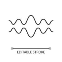 Fluid wave linear icon. Thin line illustration. Flowing lines. Music rhythm, soundwave. Equalizer, sound volume level abstract curve. Contour symbol. Vector isolated outline drawing. Editable stroke