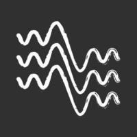 Flowing wavy lines chalk icon. Fluid parallel soundwaves. Sound and audio waves. Abstract organic waveforms. Vibration amplitude. Motion, dynamic effect. Isolated vector chalkboard illustration