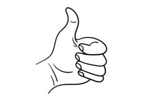 hand drawn arm drawing with raised thumb vector