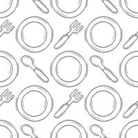 hand drawn tableware seamless pattern vector