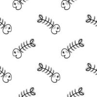 fishbone hand drawn seamless pattern 2 vector