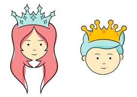hand drawn color version illustration of a princess and prince vector