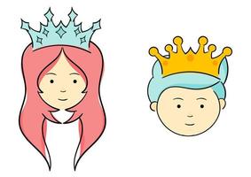 hand drawn color version illustration of a princess and prince vector