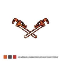Metal adjustable pipe wrench on fluted metallic Pipe wrench Free Icon vector