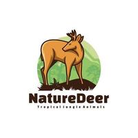 Vector Logo Illustration Nature Deer Simple Mascot Style.