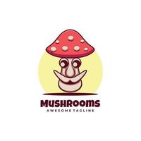 Vector Logo Illustration Mushrooms Mascot Cartoon Style.