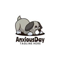 Vector Logo Illustration Anxious Day Mascot Cartoon Style.