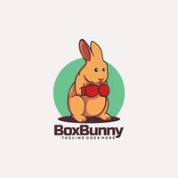 Vector Logo Illustration Boxing Bunny Mascot Cartoon Style.