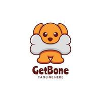 Vector Logo Illustration Dog Get Bone Mascot Cartoon Style.