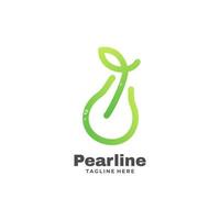 Vector Logo Illustration Pear Gradient Line Art Style.