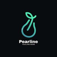 Vector Logo Illustration Pear Gradient Line Art Style.