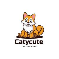 Vector Logo Illustration Cat Cute Simple Mascot Style.