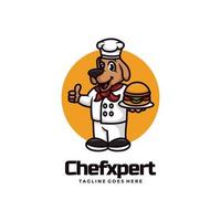 Vector Logo Illustration Chef Expert Mascot Cartoon Style.