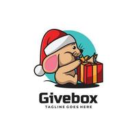 Vector Logo Illustration Give Box Mascot Cartoon Style.