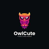 Vector Logo Illustration Owl Cute Gradient Colorful Style.