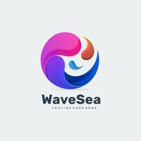 Vector Logo Illustration Wave Sea Gradient Colorful Style.