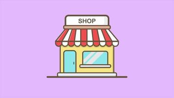 Simple flat design motion graphic of shop for ads, explainer animation, business, in high 4K resolution