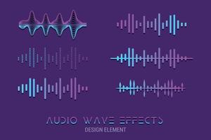 Modern audio wave equalizer. Abstract Fluid Creative Templates with Dynamic Audio Waves. Cards, Color Covers Set. Geometric design. Vector illustration on digital web color