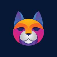 cat head colorful gradient logo vector