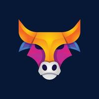 bulls head colorful gradient logo vector