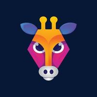 giraffe head colorful gradient logo vector