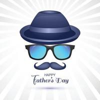 feliz día del padre gorro y gafas en el diseño de la tarjeta de bigote vector