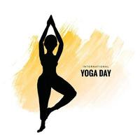 día internacional del yoga el 21 de junio sobre la mujer haciendo antecedentes de asana vector
