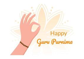Happy Guru Purnima of Indian Festival to Spiritual and Academic Teachers in Flat Cartoon Flower Background Illustration vector