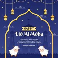 Eid al Adha Template Flat Design Illustration Editable of Square Background Suitable for Social Media or Greeting Card vector