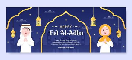 ilustración de diseño plano de plantilla de portada de eid al adha editable de fondo cuadrado adecuado para redes sociales o tarjeta de felicitación vector