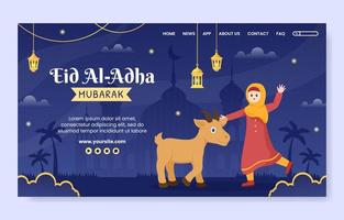 ilustración de diseño plano de plantilla de página de destino de eid al adha editable de fondo cuadrado adecuado para redes sociales o tarjeta de felicitación vector