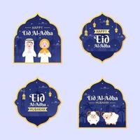 Eid al Adha Label Template Flat Design Illustration Editable of Square Background Suitable for Social Media or Greeting Card vector