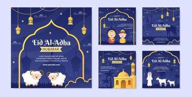 ilustración de diseño plano de plantilla de publicación de eid al adha editable de fondo cuadrado adecuado para redes sociales o tarjeta de felicitación vector