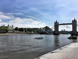 A view of Tower Bridge in London across the river Thames photo