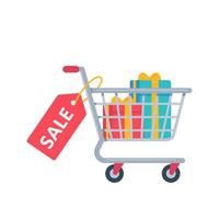 fashion shopping cart Special festival merchandise discount offer idea vector