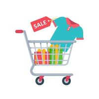 fashion shopping cart Special festival merchandise discount offer idea vector