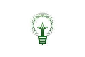 Light Bulb with Plant Leaf Tree for Green Garden Idea Innovation Logo Design Vector