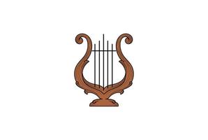 elegante arpa griega de madera lira diseño de logotipo de instrumento de música de oro de lujo clásico vector