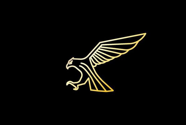 Golden Elegant Hawk Eagle Falcon Line Monogram Logo Design Vector