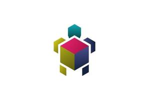 Colorful Modern Geometric Turtle Square Box Cube Logo Design Vector