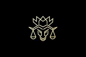 Monogram King Crown Bull Bison Buffalo Longhorn with Scale for Justice Law Firm Logo Design vector