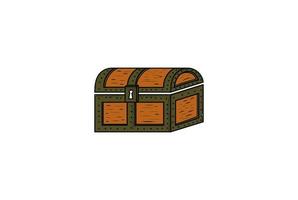 Vintage Retro Pirate Treasure Chest Box Logo Design Vector