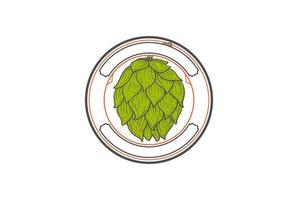 Vintage Retro Circle Circular Round Hop Flower for Craft Beer Brewing Brewery Badge Emblem Label Logo Design Vector