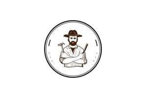 Vintage Retro Masculine Man Male Woodman Carpenter Badge Emblem Logo Design Vector
