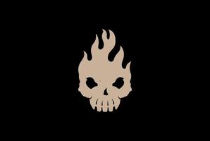 Vintage Skull Flame Fire for Tattoo or Motorcycle Club Logo Design Vector