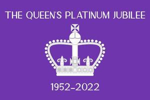 2022 platinum jubilee of the Queen UK. 70 years throne celebration poster. Card design with crown for event or website banner vector