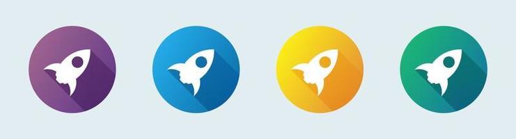 Rocket simple icon set vector. Space ship vector icon in flat design style.